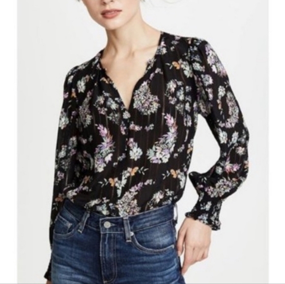 Rebecca Taylor Jewel Paisley 100% Silk Long Sleeve Blouse Size 4 - Picture 2 of 16